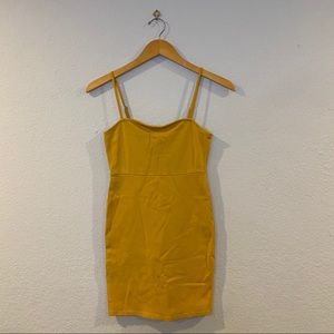 Mustard yellow bodycon mini dress
